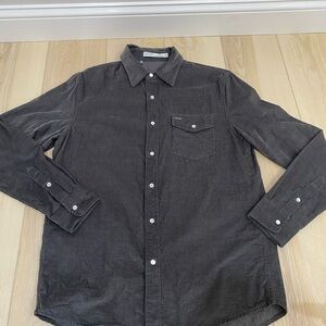 Criquet Corduroy Pearl Snap Shirt Mens Medium Cowboy Western Gray